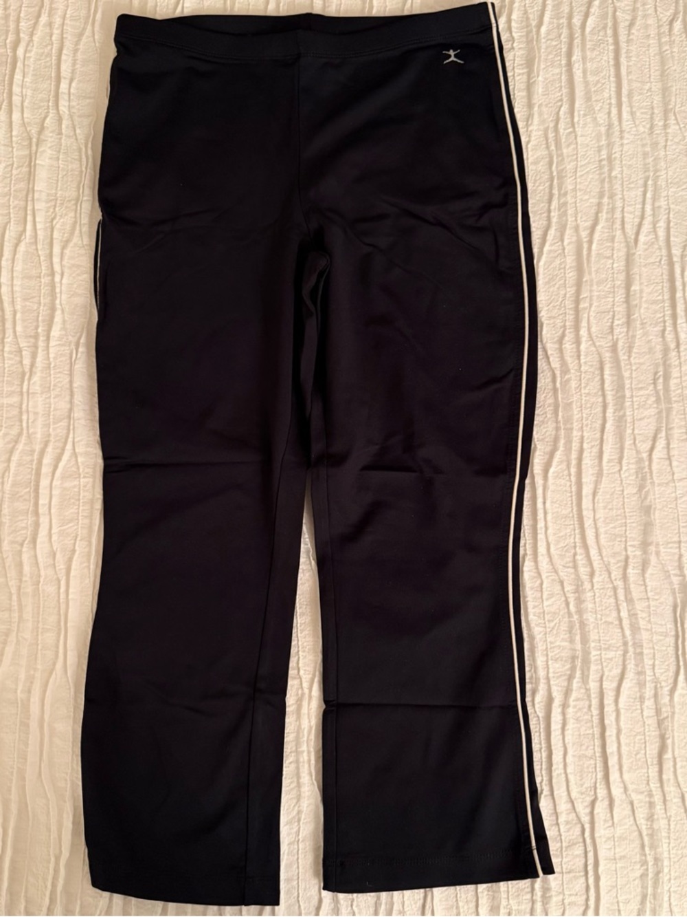 Danskin Women’s Black Capri Athletic Pants with White Side Piping